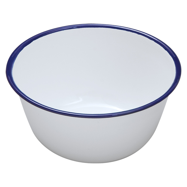 Falcon white enamel pudding basin 10cm with blue rim