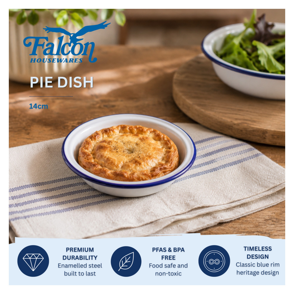 Falcon round traditional white enamel pie dish 14cm