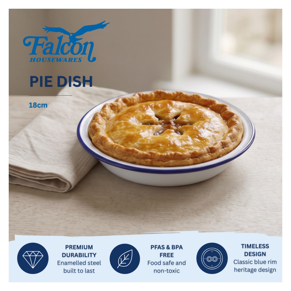 Falcon traditional white enamel round pie dish 18cm