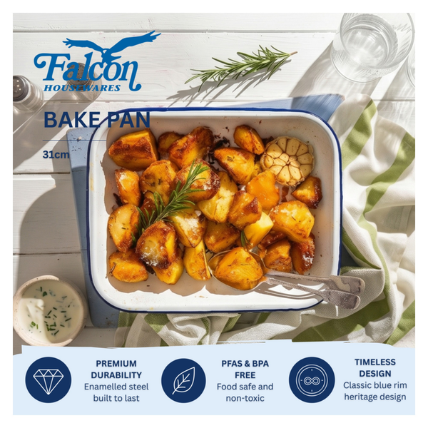 Falcon white enamel bake pan 31cm