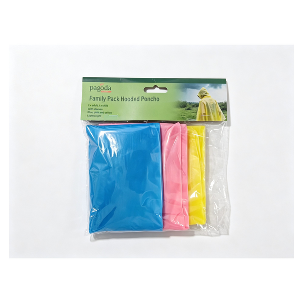 Family Pack of Hooded Ponchos - Pack 3