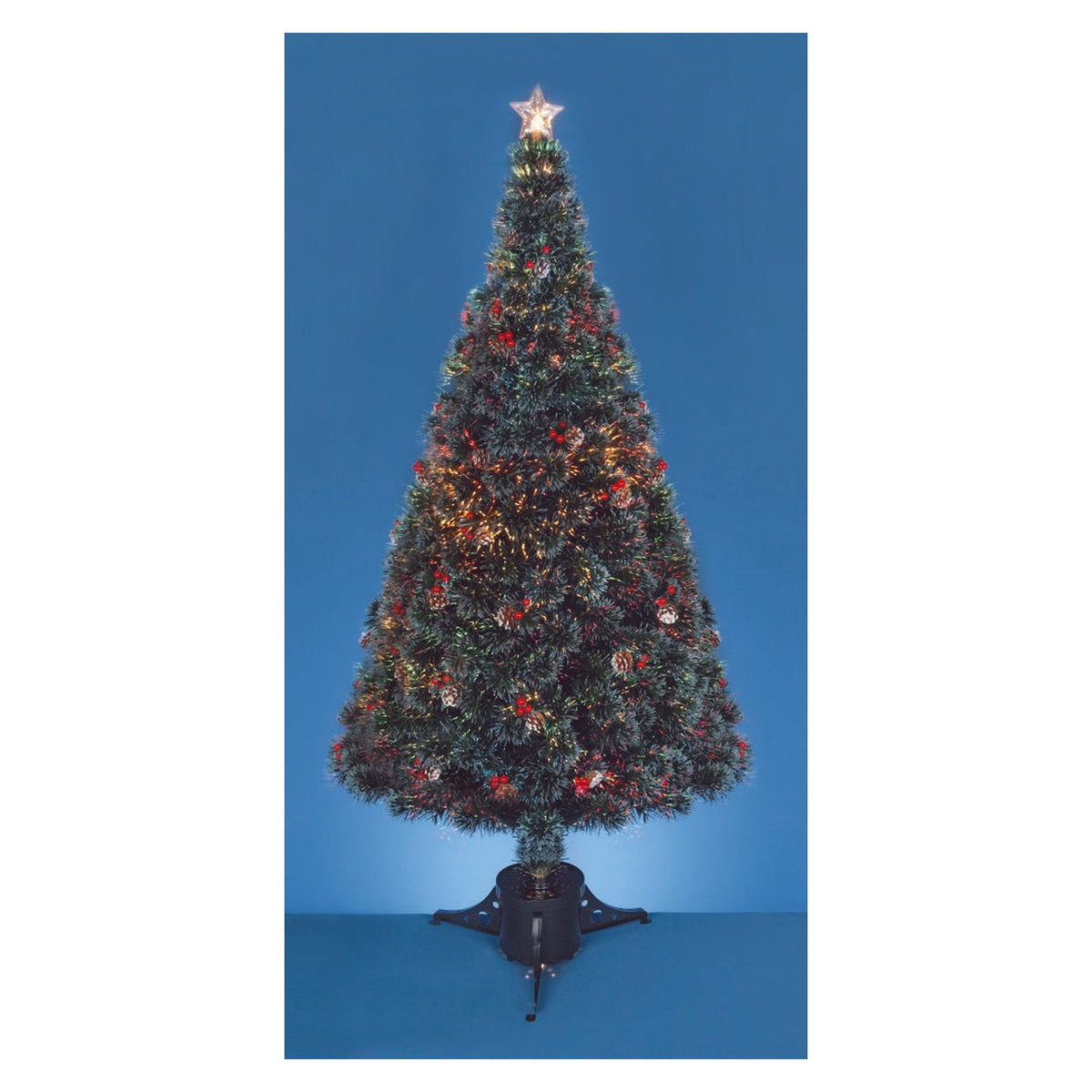 Fibre Optic Tree with Pine Cones & Berries - 1.2M
