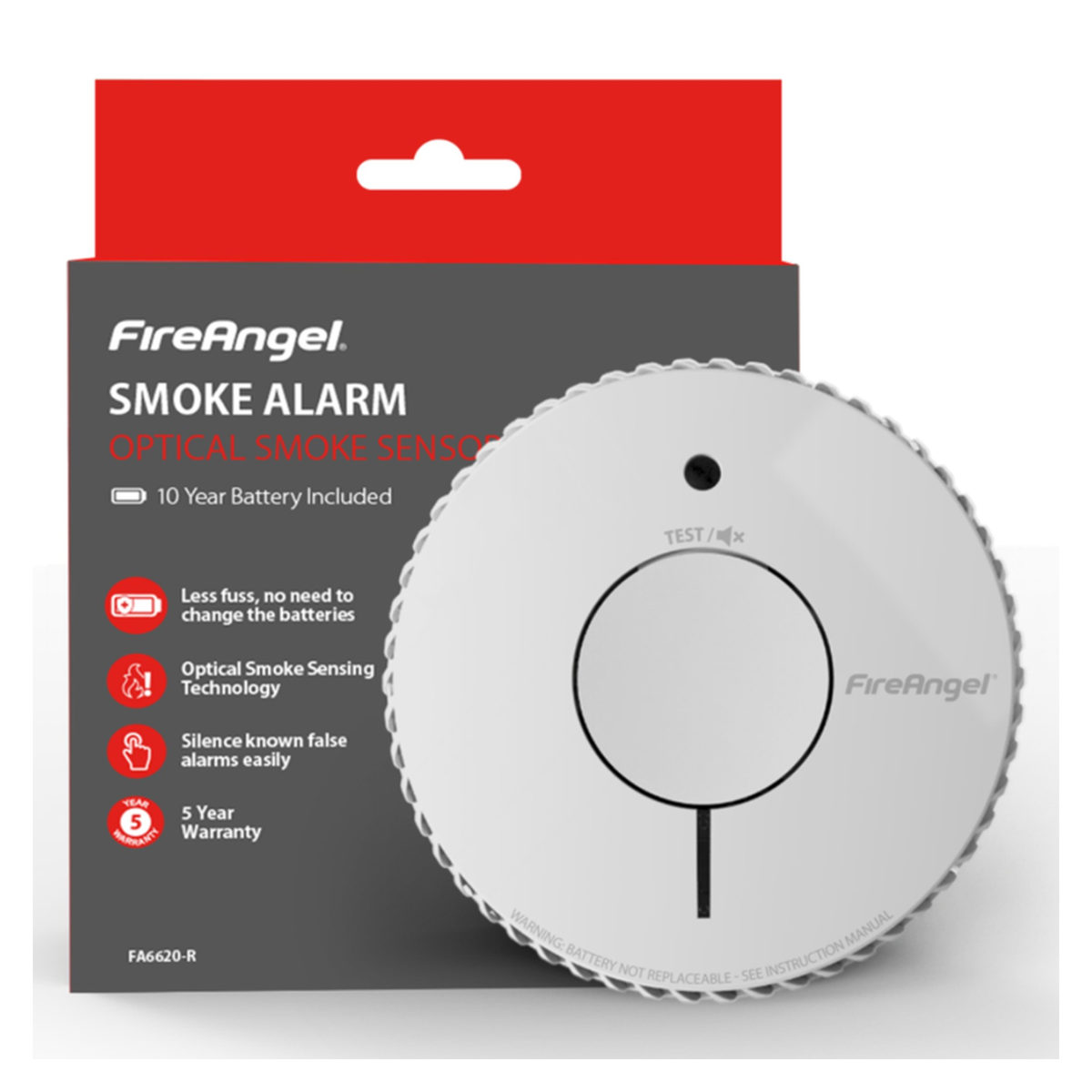 Fire Angel optical smoke alarm sealed 10 year life, view 6