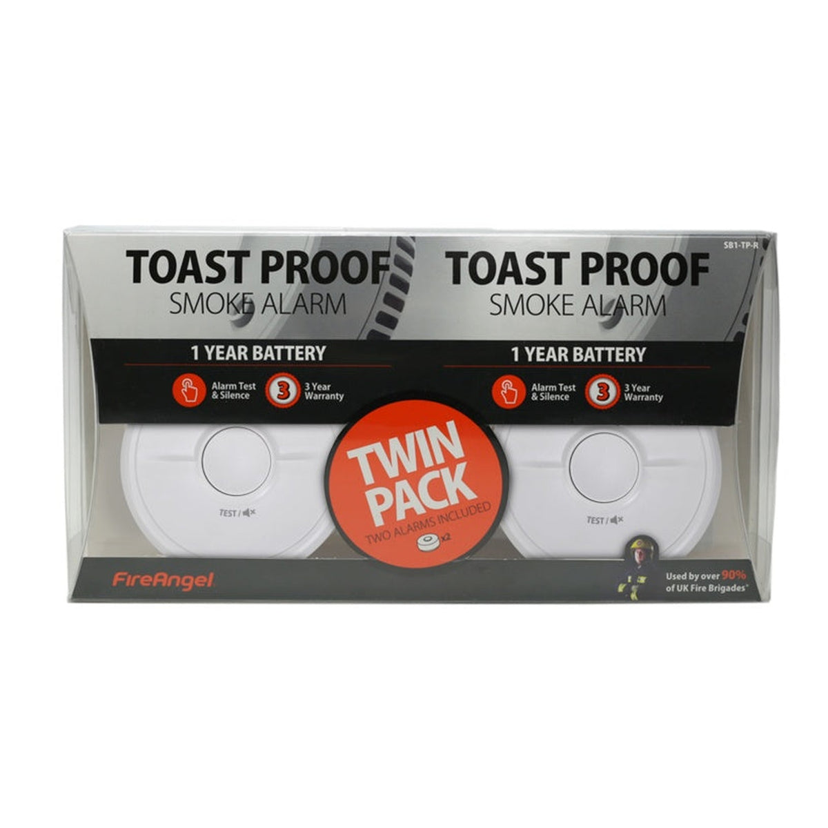 Fire Angel smoke alarm twin pack with 1 year battery, view 2