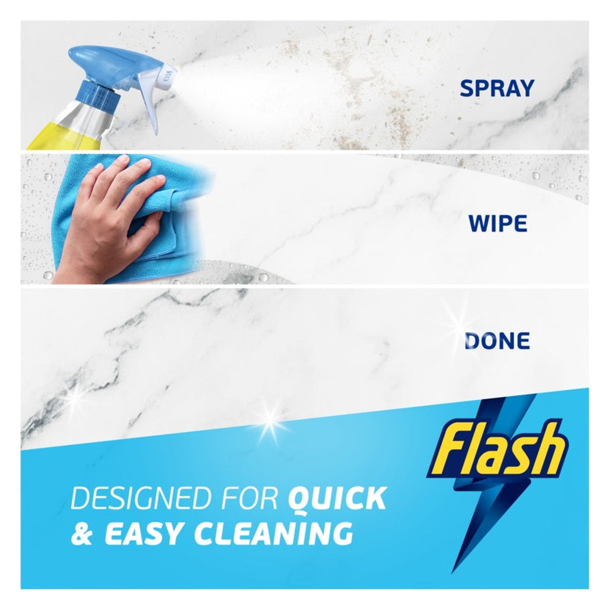 Flash Spray Wipe Done Kitchen Crisp Lemon 800ml bottle, view 3