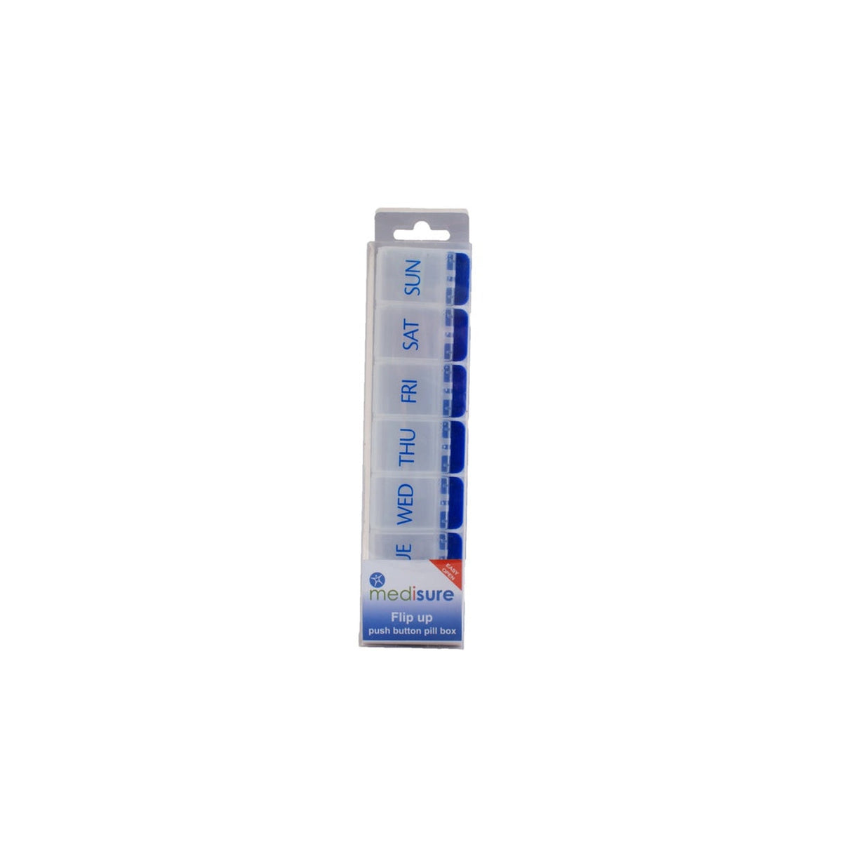 Flip Up Push Button Pill Box