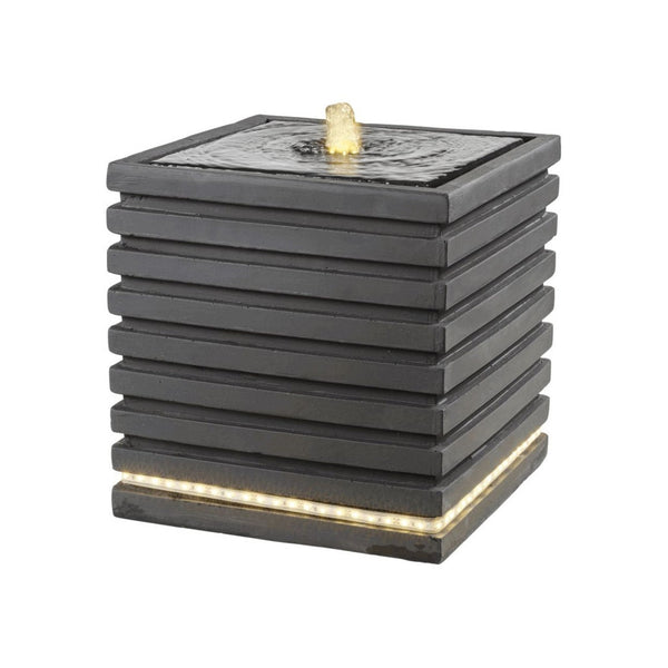 Fountain Squared With Ribs - Anthracite with Warm White LEDs