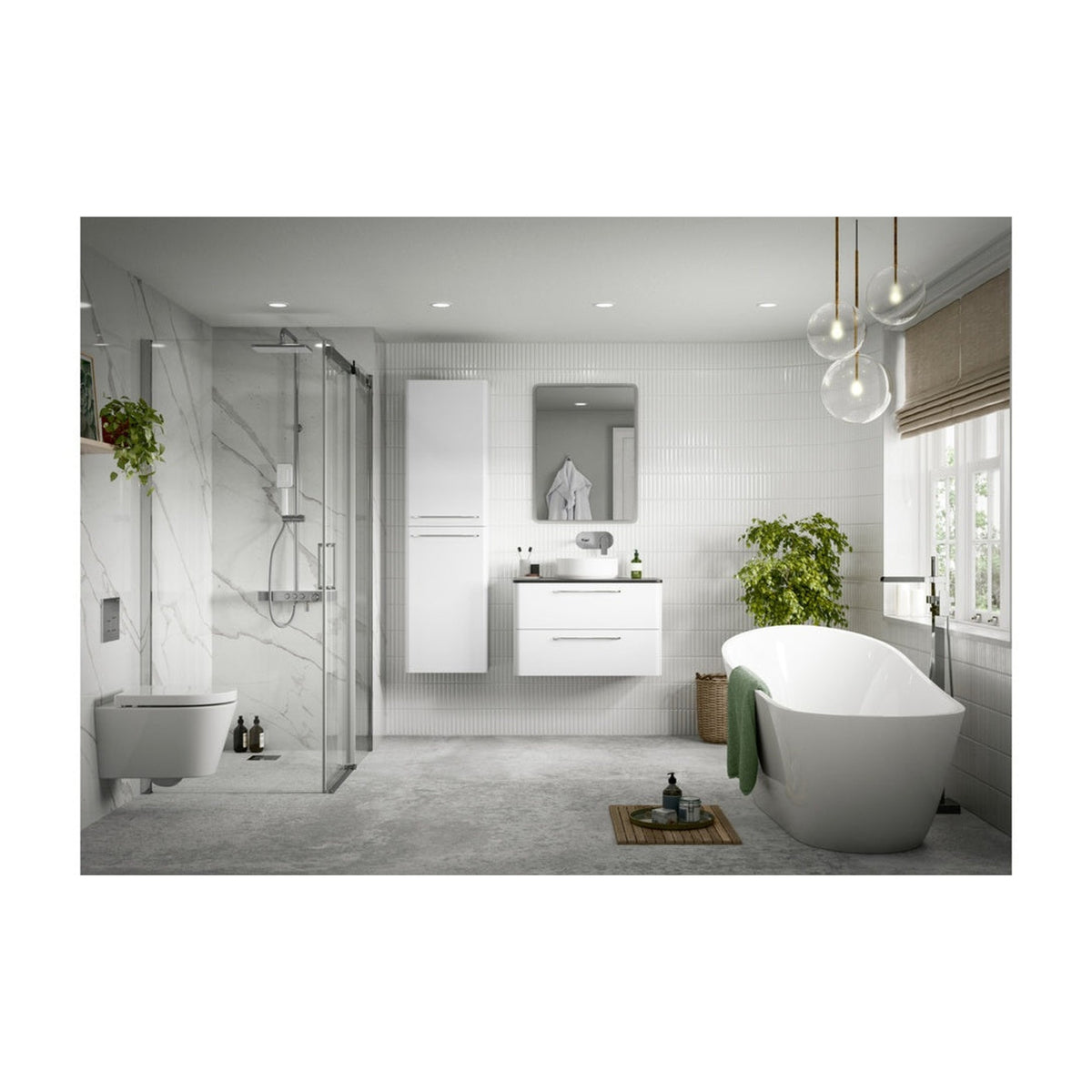 Gatsby wall hung 2 drawer basin unit and tall unit, view 2