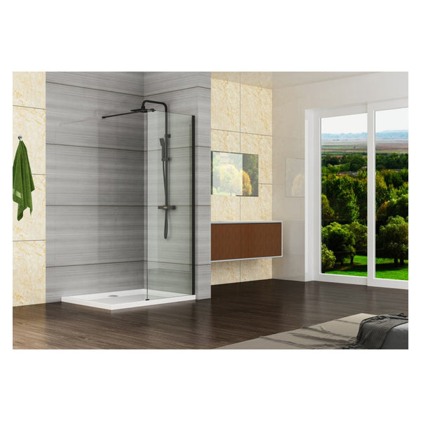 Giavani black wetroom wall profile with support arm