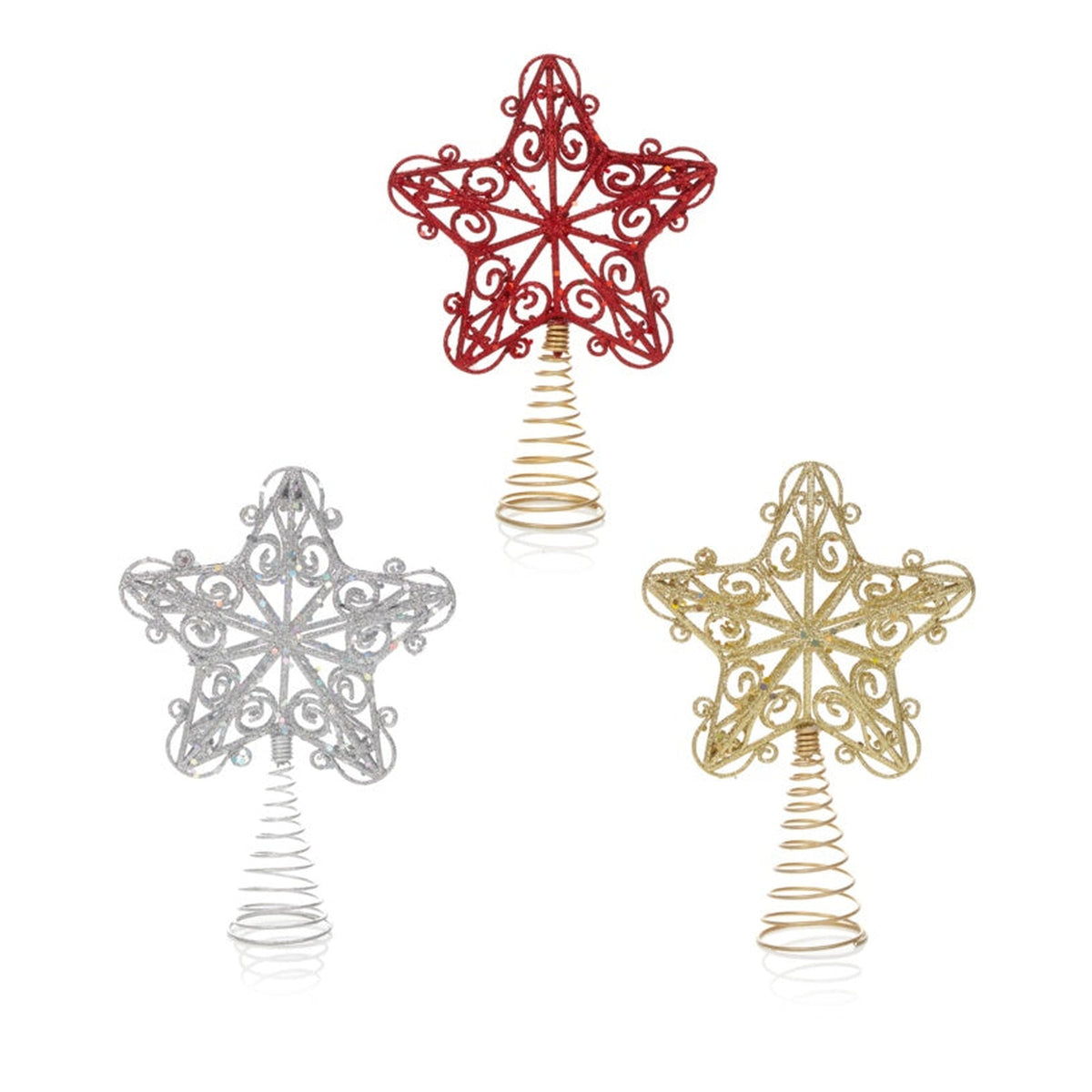 Giltter Tree Topper - 15cm Star Assorted