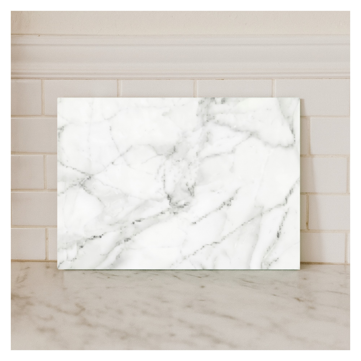 Glass Worktop Saver 28 x 38cm - White Marble, view 2