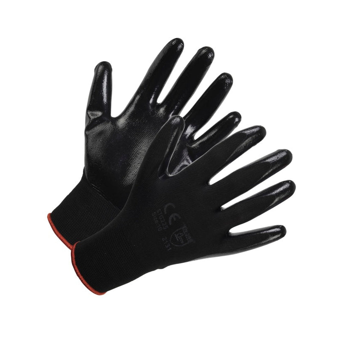 Pack of 12 Glenwear nitrile coated gloves size 9