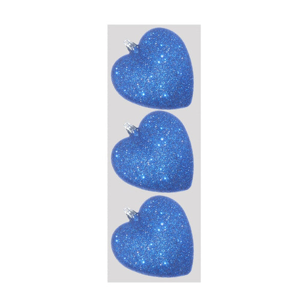 Glitter Hearts x 3 - 9cm Navy