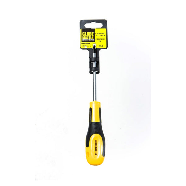 Globemaster yellow Pozidrive No.2 screwdriver 100mm