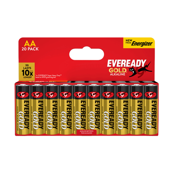 Gold AA Batteries - Card of 20