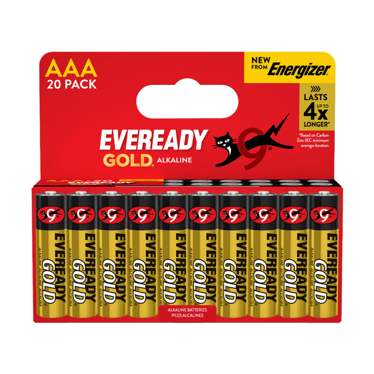 Gold AAA Batteries - Card of 20