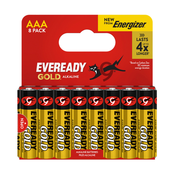 Gold AAA Batteries - Card of 8