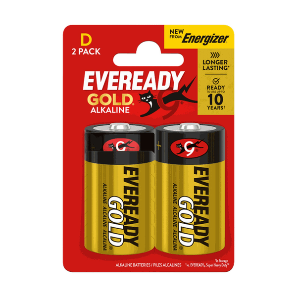 Gold D Batteries - Card of 2