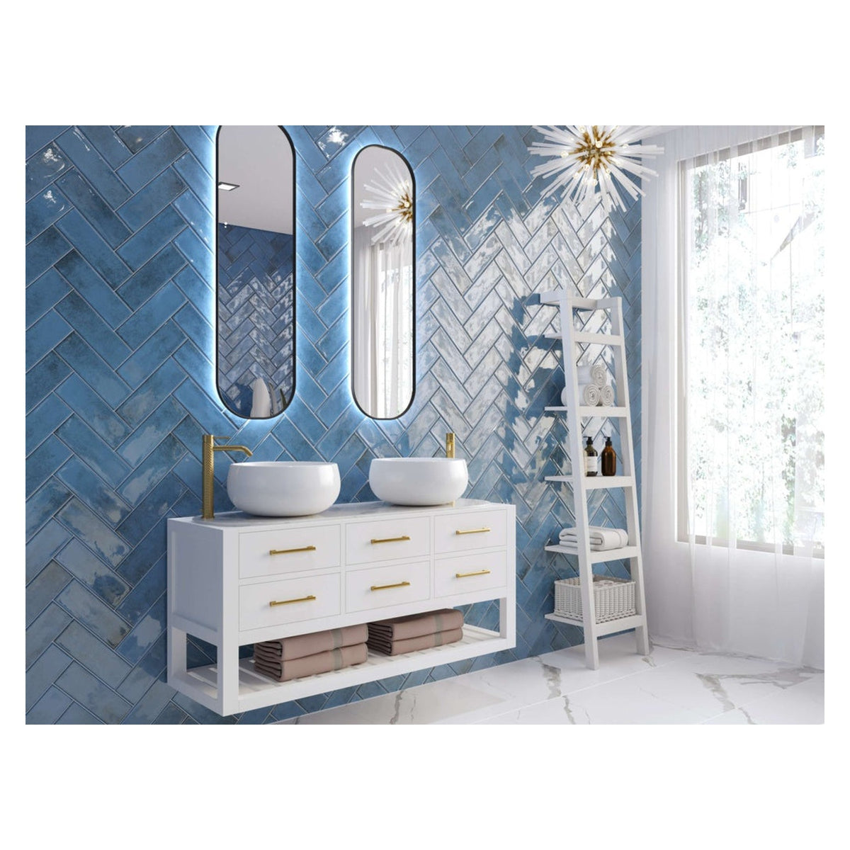 Golden Tile vintage light blue ceramic wall tile 300 x 100mm