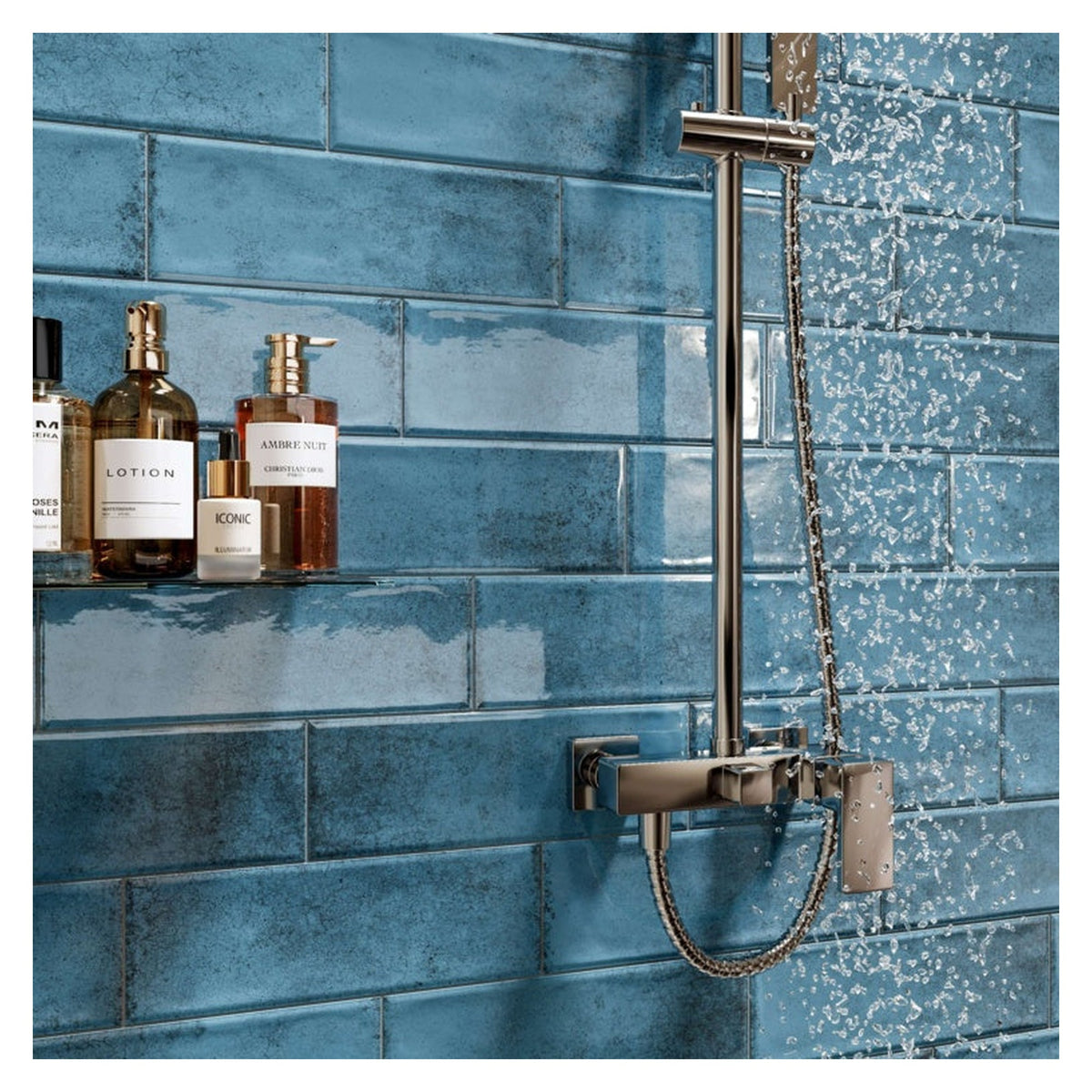 Golden Tile vintage light blue ceramic wall tile 300 x 100mm, view 2
