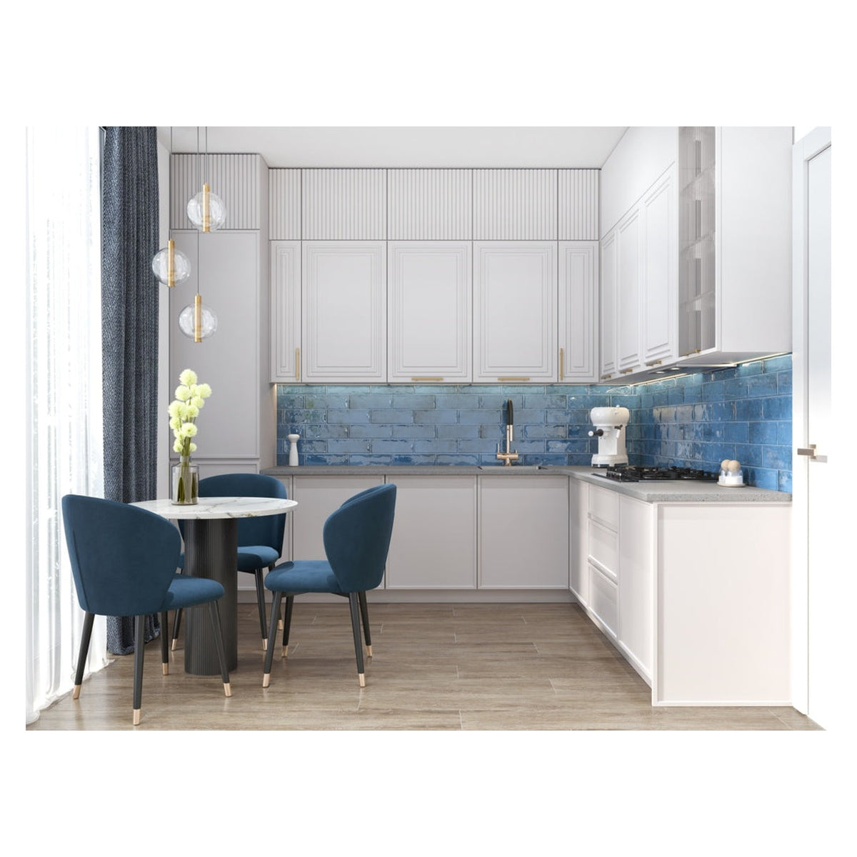 Golden Tile vintage light blue ceramic wall tile 300 x 100mm, view 3