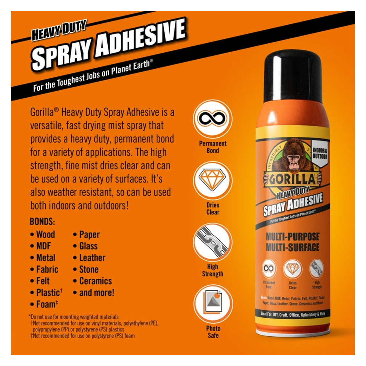 Gorilla Heavy Duty Spray Adhesive 400ml, view 2