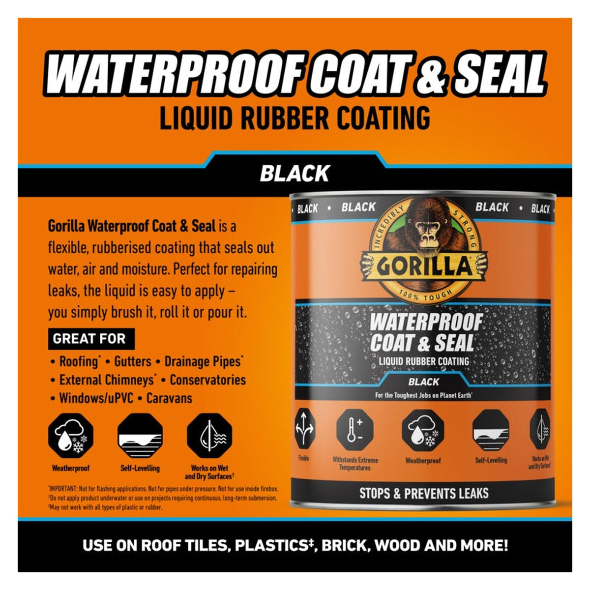 Gorilla Waterproof Coat and Seal black 946ml, view 2