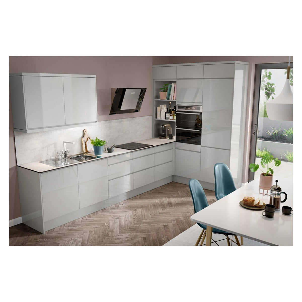 Gower Rapide Capri grey flat pack kitchen 7 piece layout