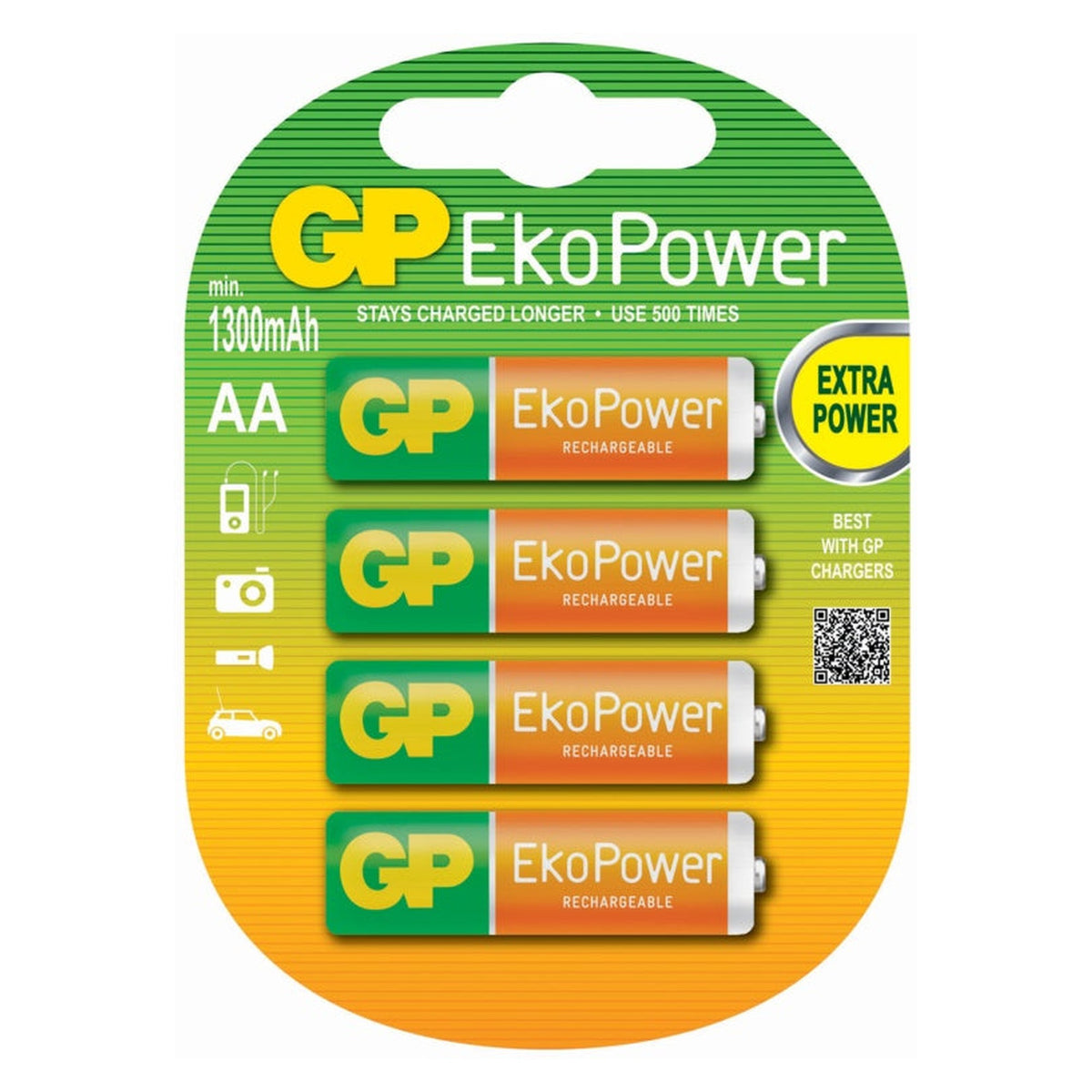 GP EkoPower AA rechargeable batteries, pack of 4
