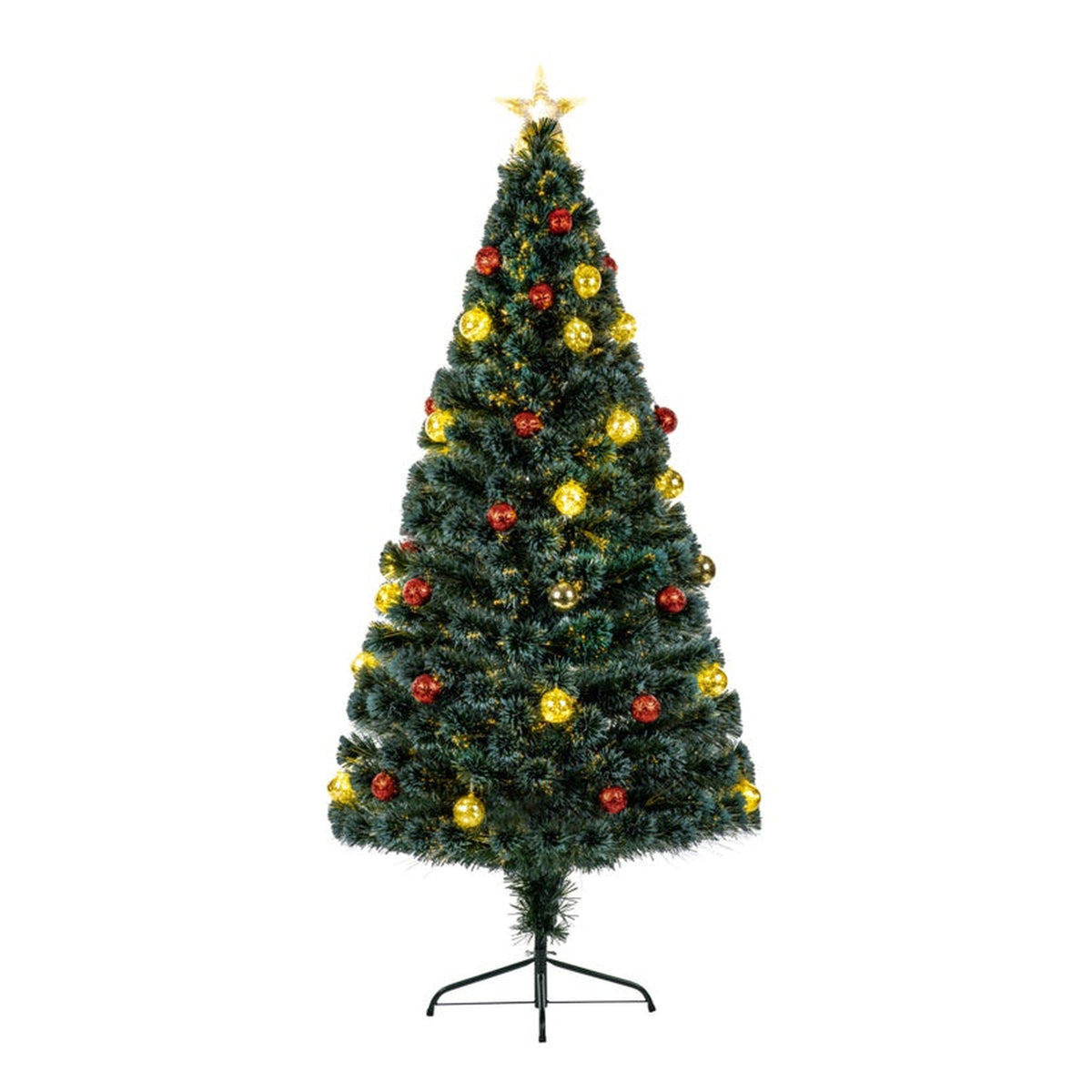 Green Fibre Optic Tree With Pin Wire LED Baubles - 80cm