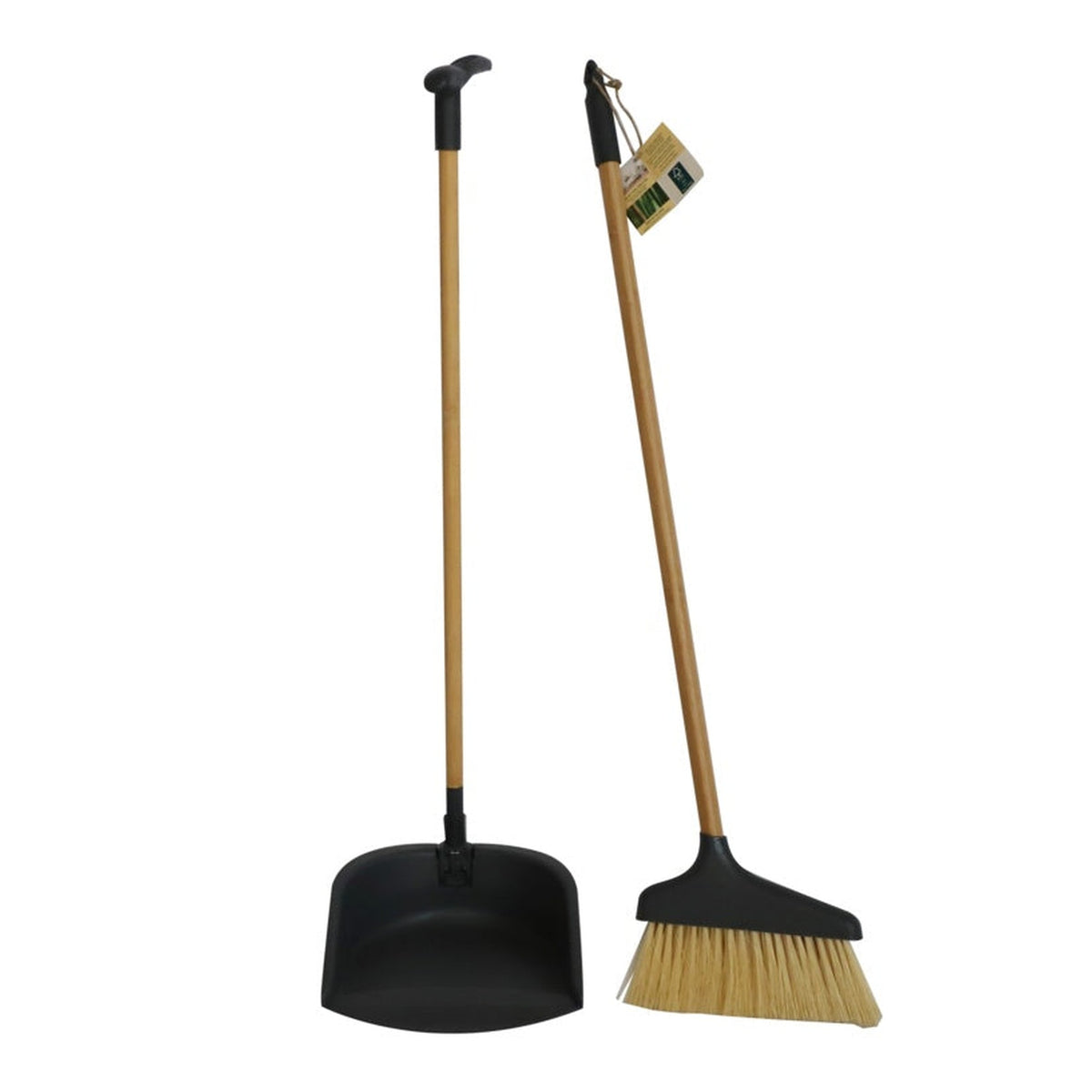 Groundsman bamboo long handle dustpan and brush