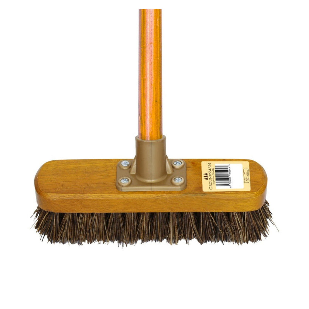 Groundsman 9 inch bassine deck scrub with wooden handle, view 2
