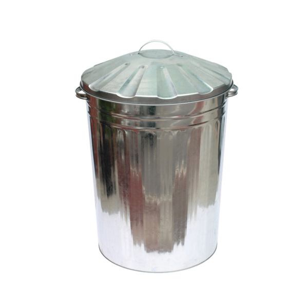 Groundsman galvanised bin with steel lid