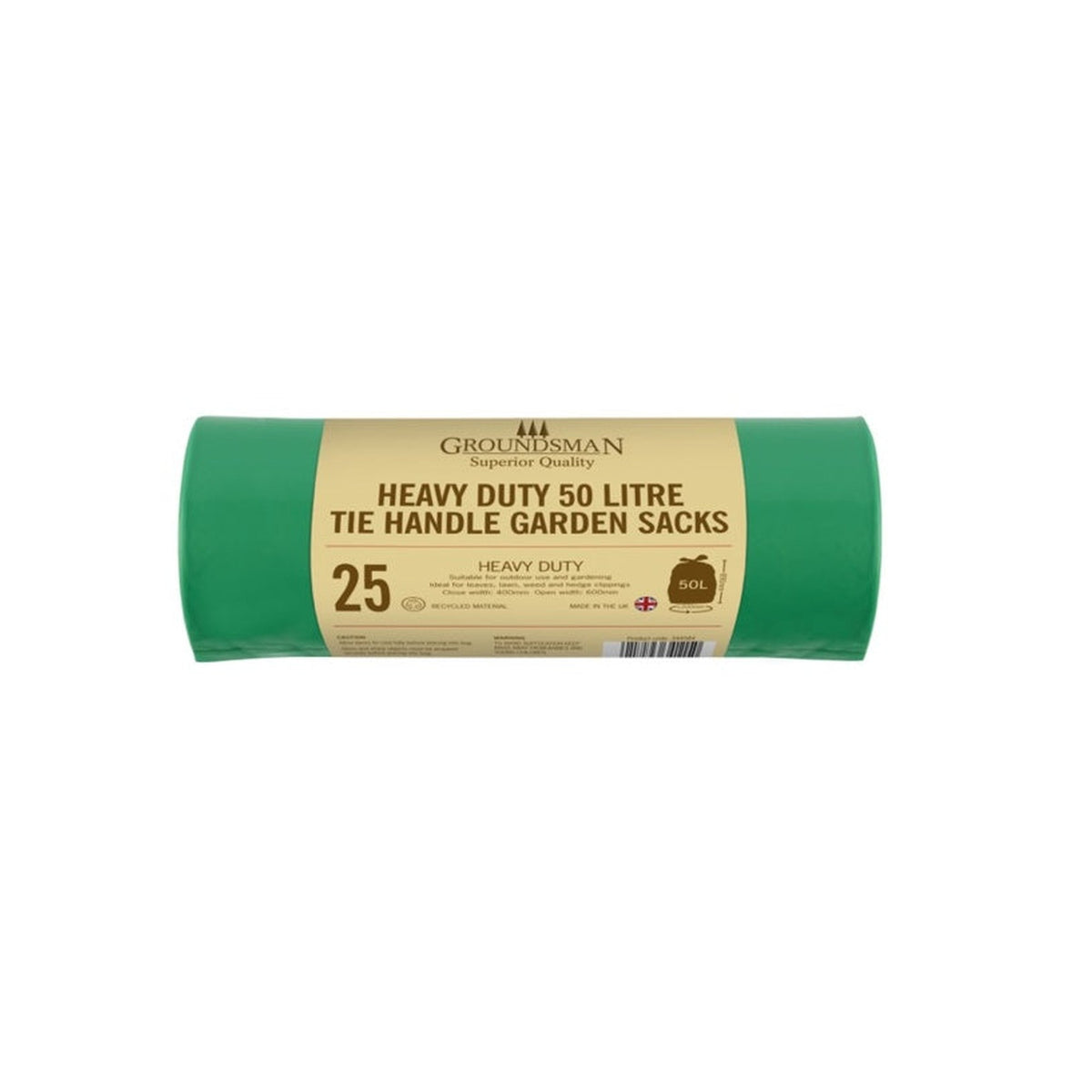 Groundsman heavy duty tie handle garden bags 50L roll of 25
