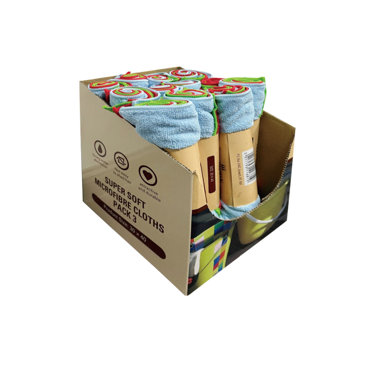 Groundsman super soft microfibre cloths 40 x 30cm pack of 3, view 2