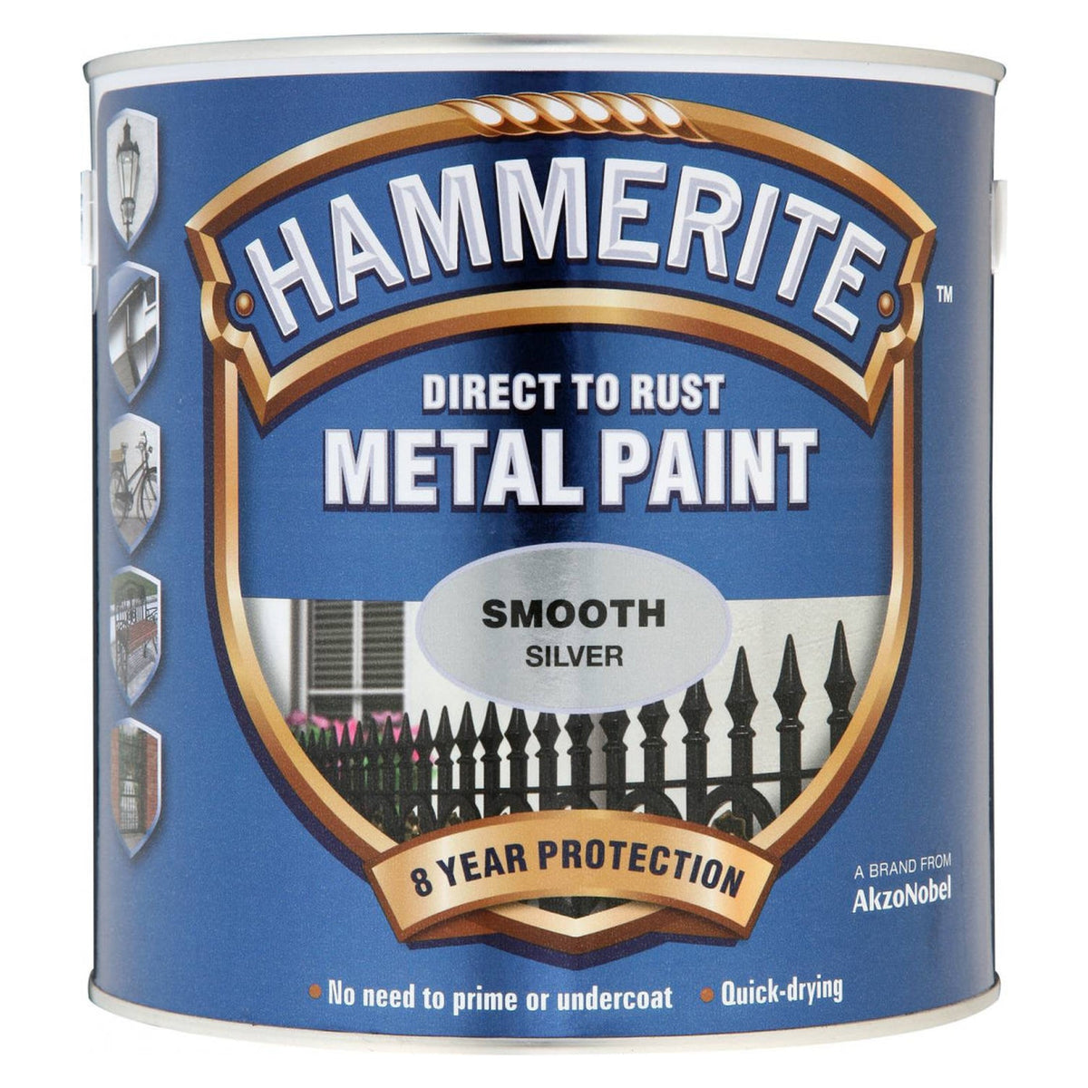 Hammerite smooth silver direct to rust metal paint 2.5L