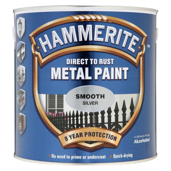 Hammerite smooth silver direct to rust metal paint 2.5L
