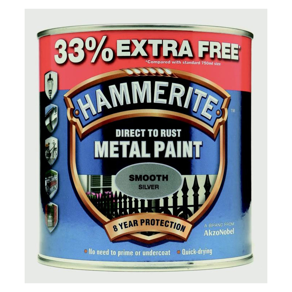 Hammerite Direct to Rust Smooth Silver 750ml tin