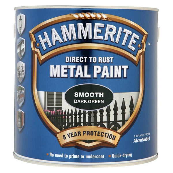 Hammerite smooth dark green metal paint 250ml tin