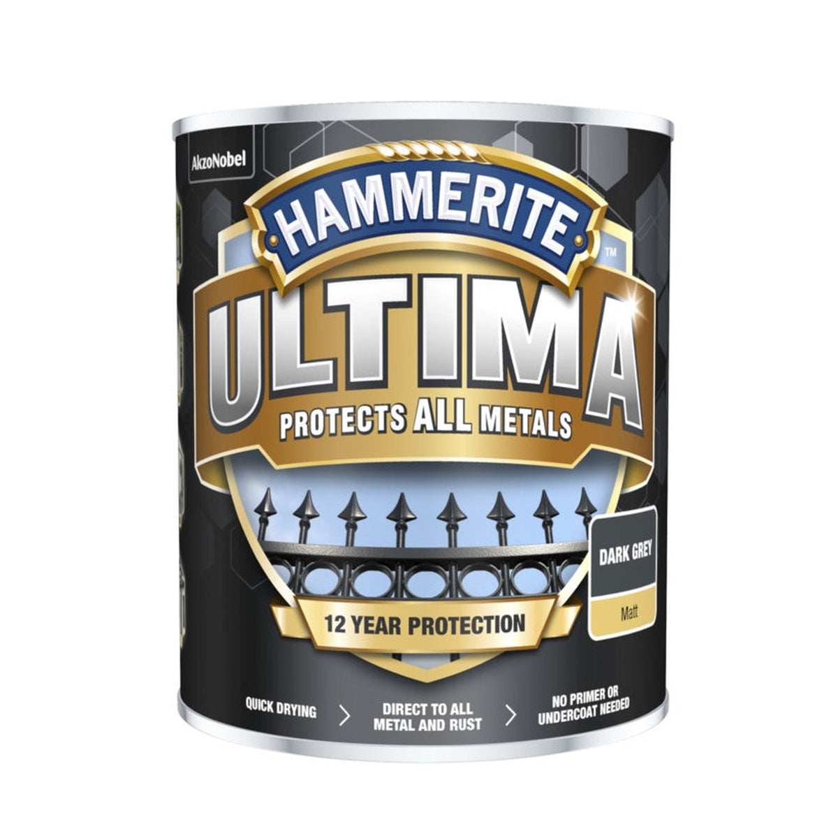 Hammerite Ultima Matt All Metal Paint Dark Grey 750ml