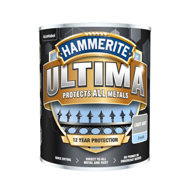 Hammerite Ultima smooth metal paint light grey 750ml