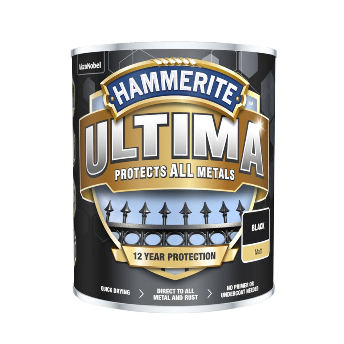 Hammerite Ultima smooth black metal paint 750ml