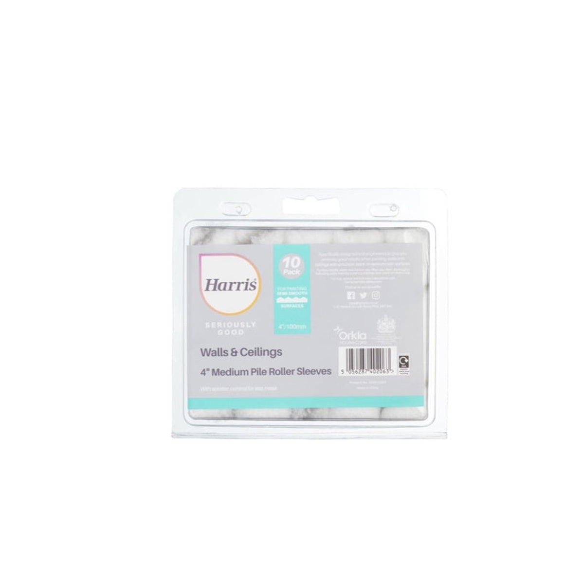 Harris Seriously Good 4 inch medium pile roller sleeves, pack of 10