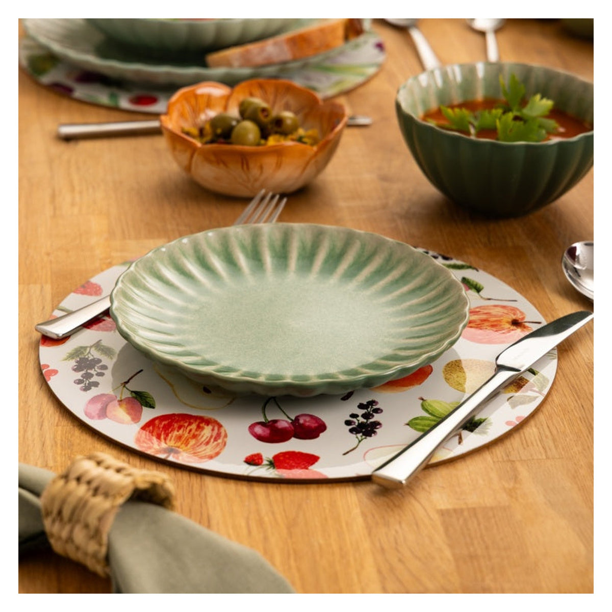 Harvest Harmony Side Plate Green - 20cm, view 2