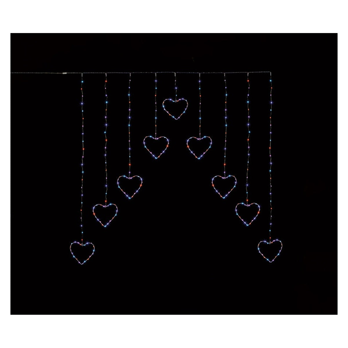 Heart Shape V Curtain Rainbow LED - 1.2m