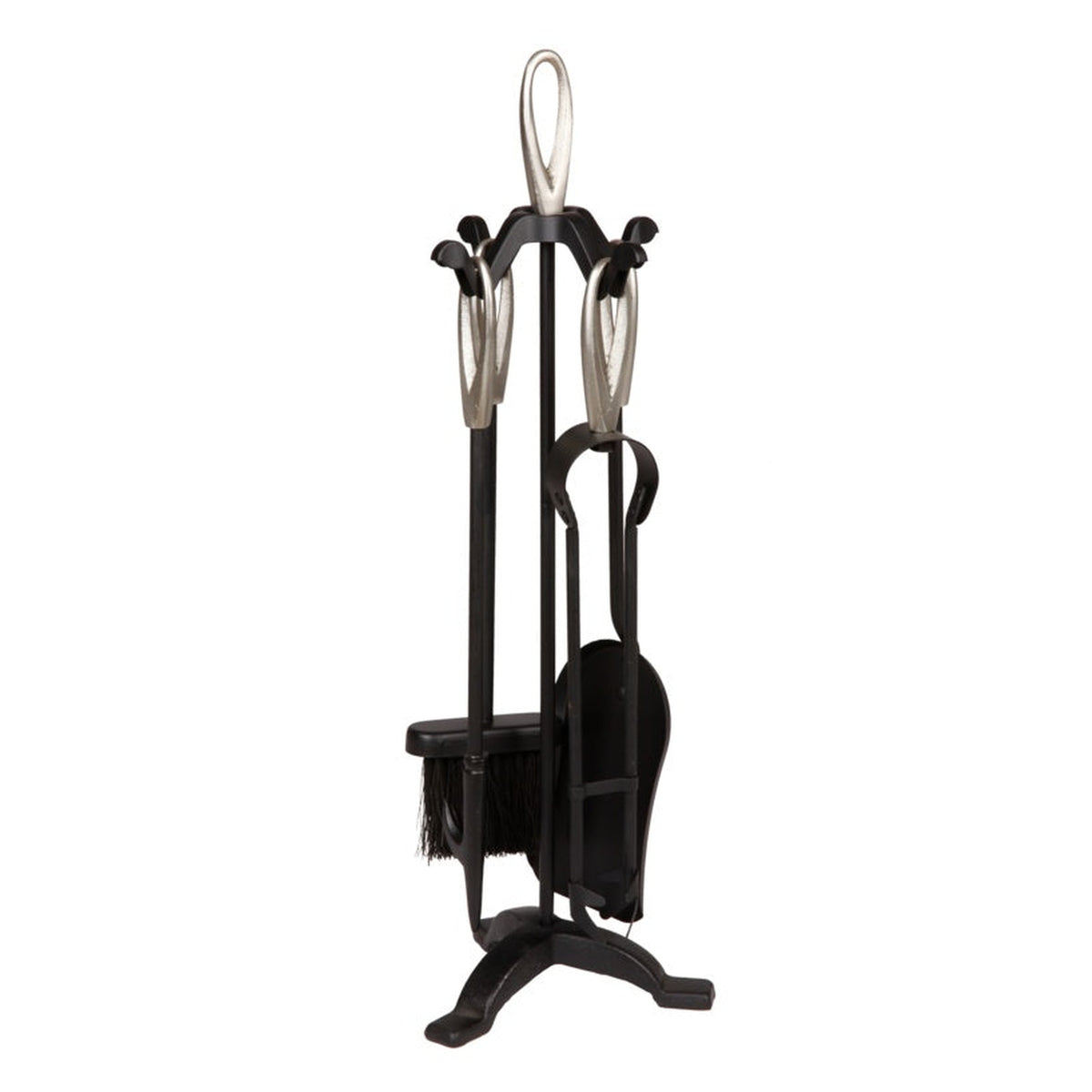 Hearth and Home black 5 piece companion set with pewter handles