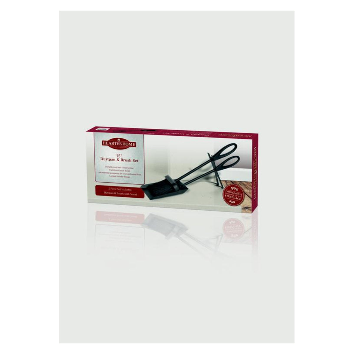 Hearth and Home black cast iron fireside dustpan and brush set