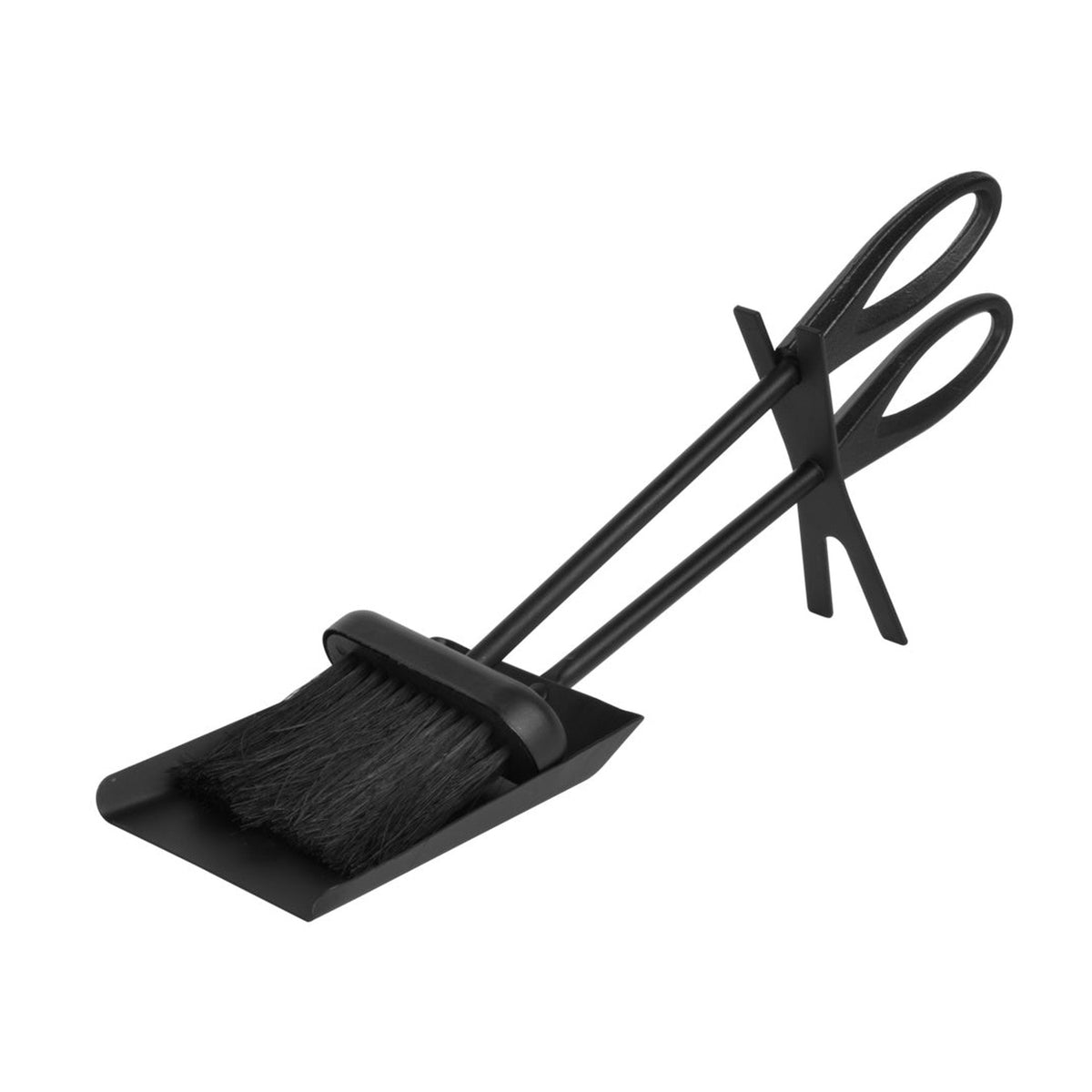 Hearth and Home black cast iron fireside dustpan and brush set, view 2