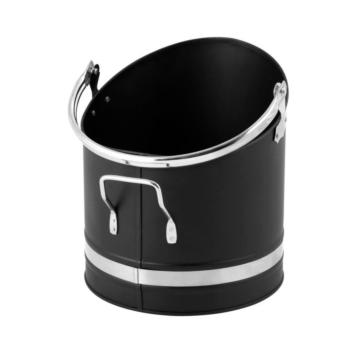 Hearth & Home matt black metal coal hod with chrome handles