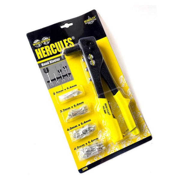 Hercules hand riveter with interchangeable heads